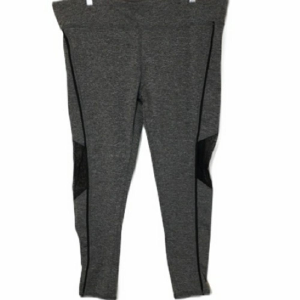 S2 1x grey sheer mesh inset athletic yoga leggings - Picture 2 of 13